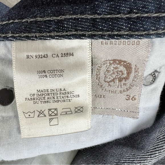 Diesel Industry Zatiny Regular Bootcut Jeans Dark Wash 100% Cotton 36x32 GUC - Picture 14 of 14